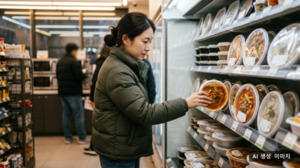 Convenience store refrigerated HMR section with winter soups and stews