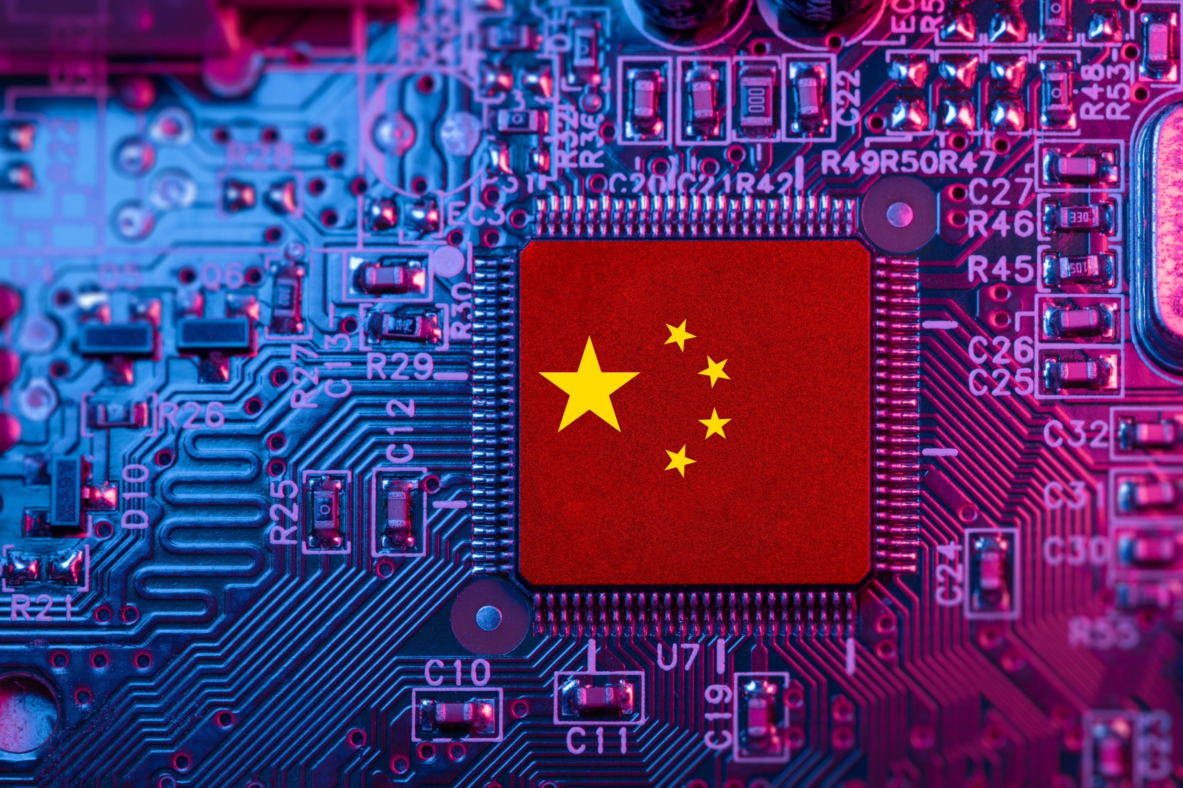 Screenshot of the South China Morning Post tech section highlighting China's chip software advances and AI competition