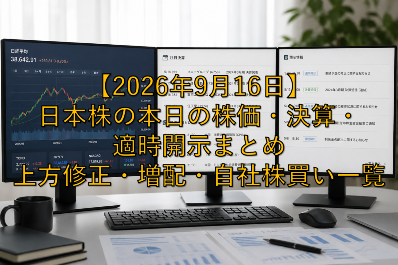 Japanese market disclosures roundup for Sept 16