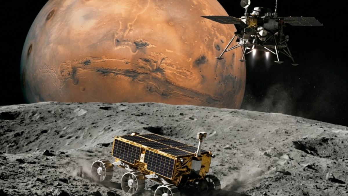 Illustration of the MMX mission to Phobos
