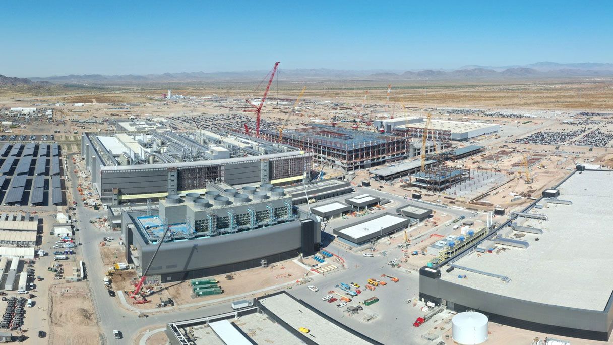 TSMC manufacturing facility in Arizona with advanced semiconductor fab infrastructure