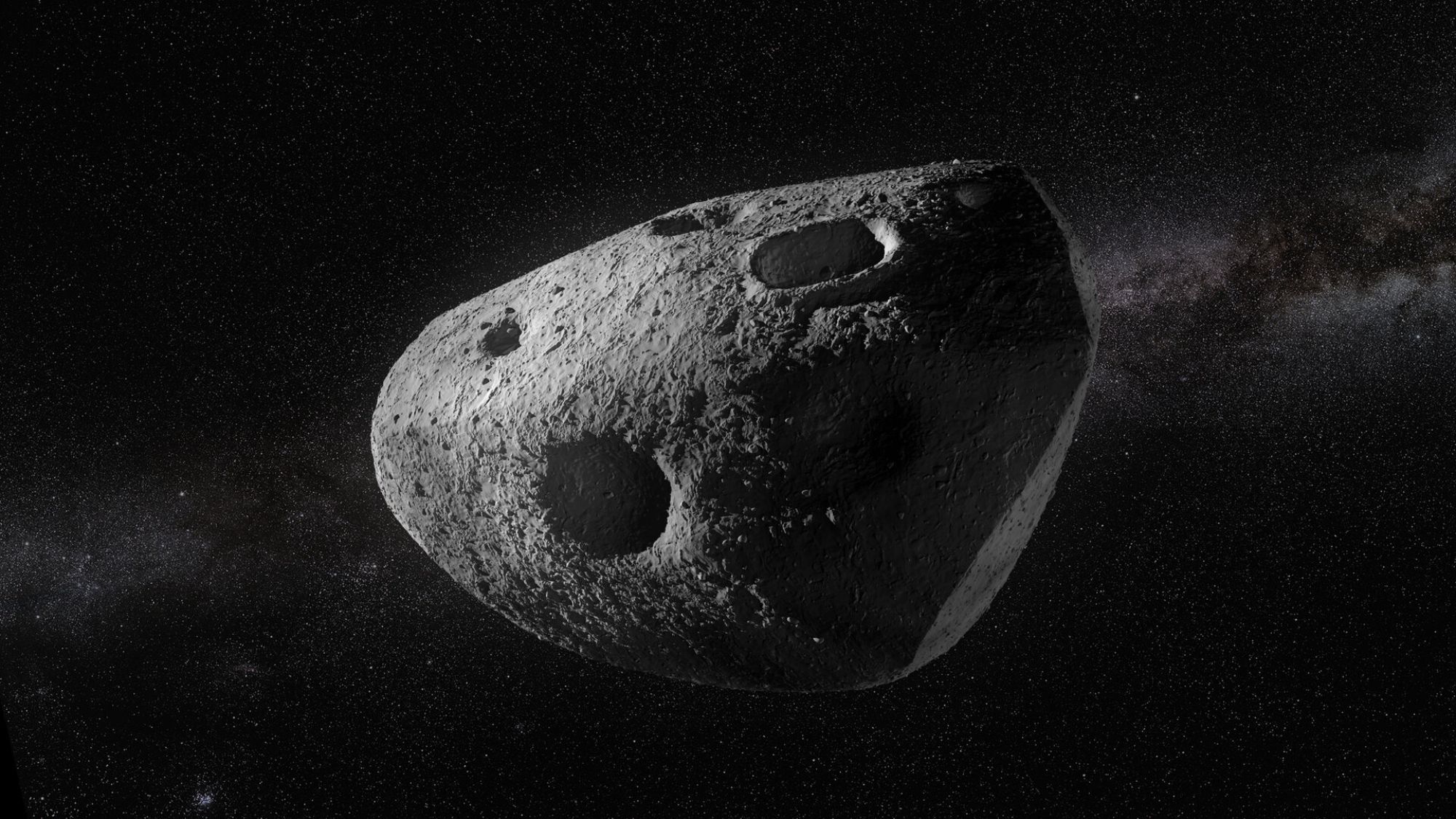 Illustration depicting asteroid Apophis during its 2029 close approach to Earth.