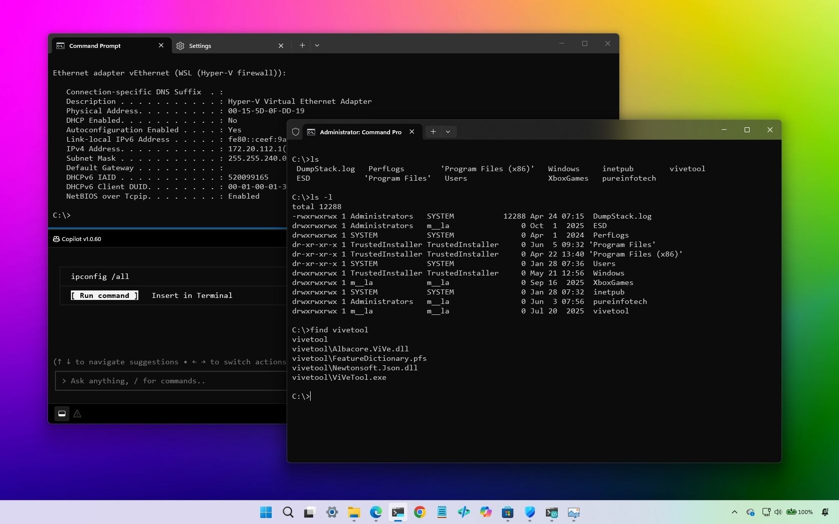 Windows 11 developer tools interface showcasing new terminal and configuration features