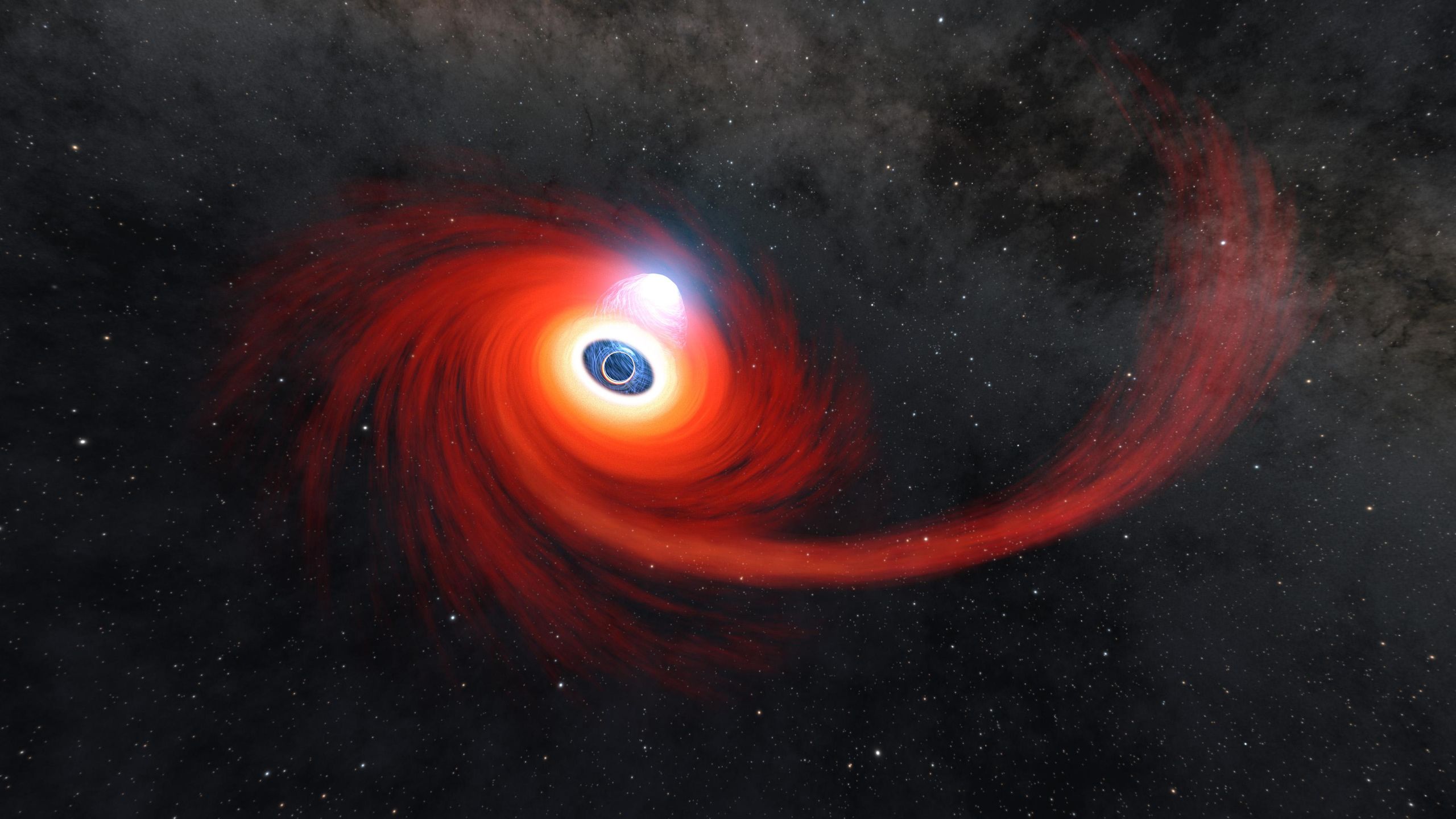 Artist’s illustration of a distant black hole star observed by the James Webb Space Telescope