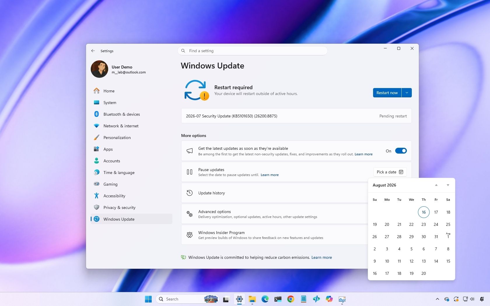 Windows 11 July 2026 Update UI showing enhanced security features