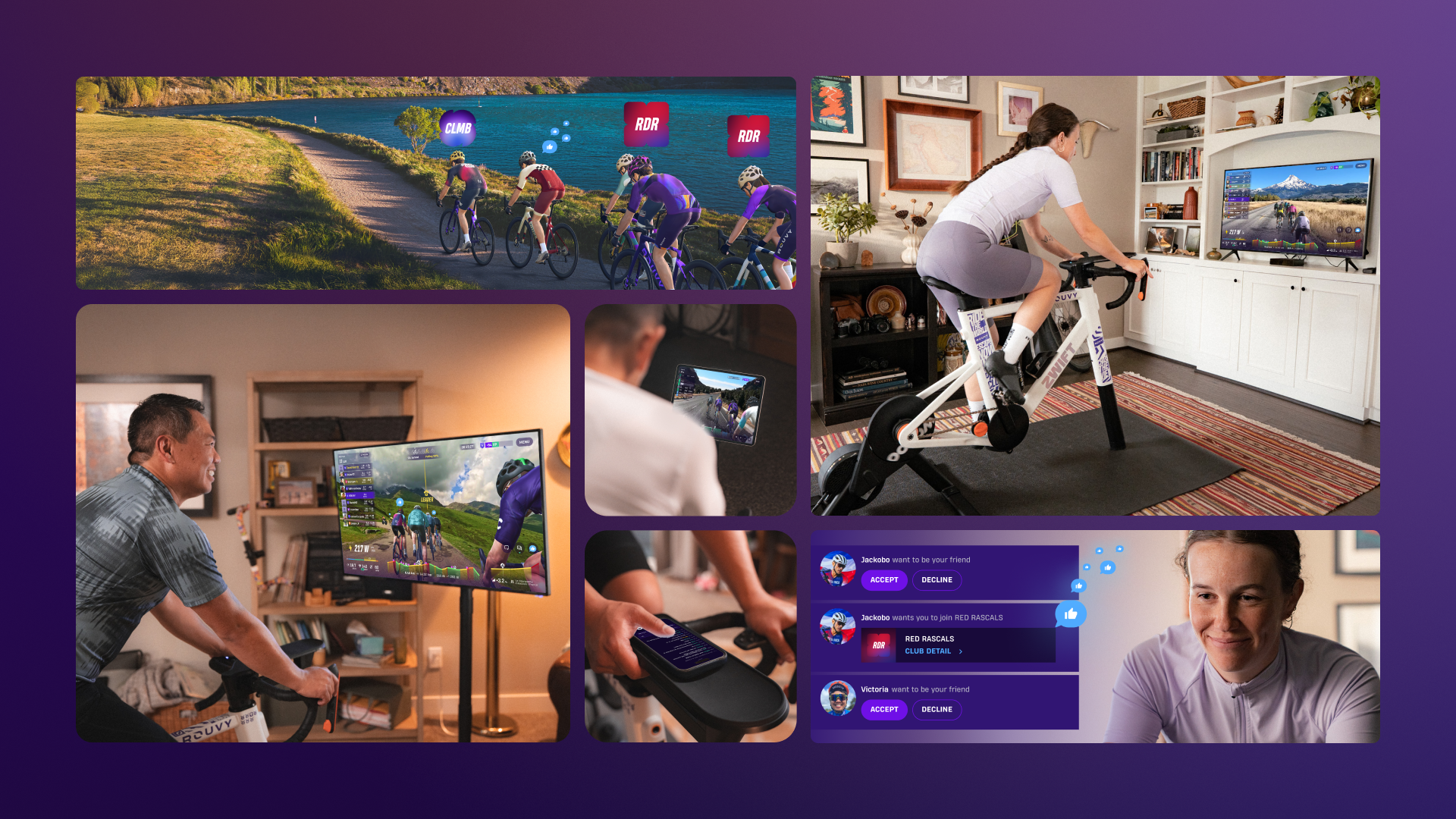 Rouvy interface showing virtual riding environment