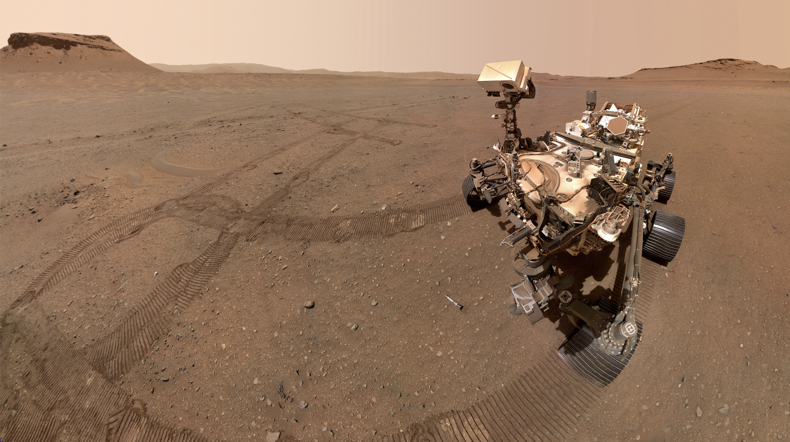 Perseverance rover driving on Mars surface