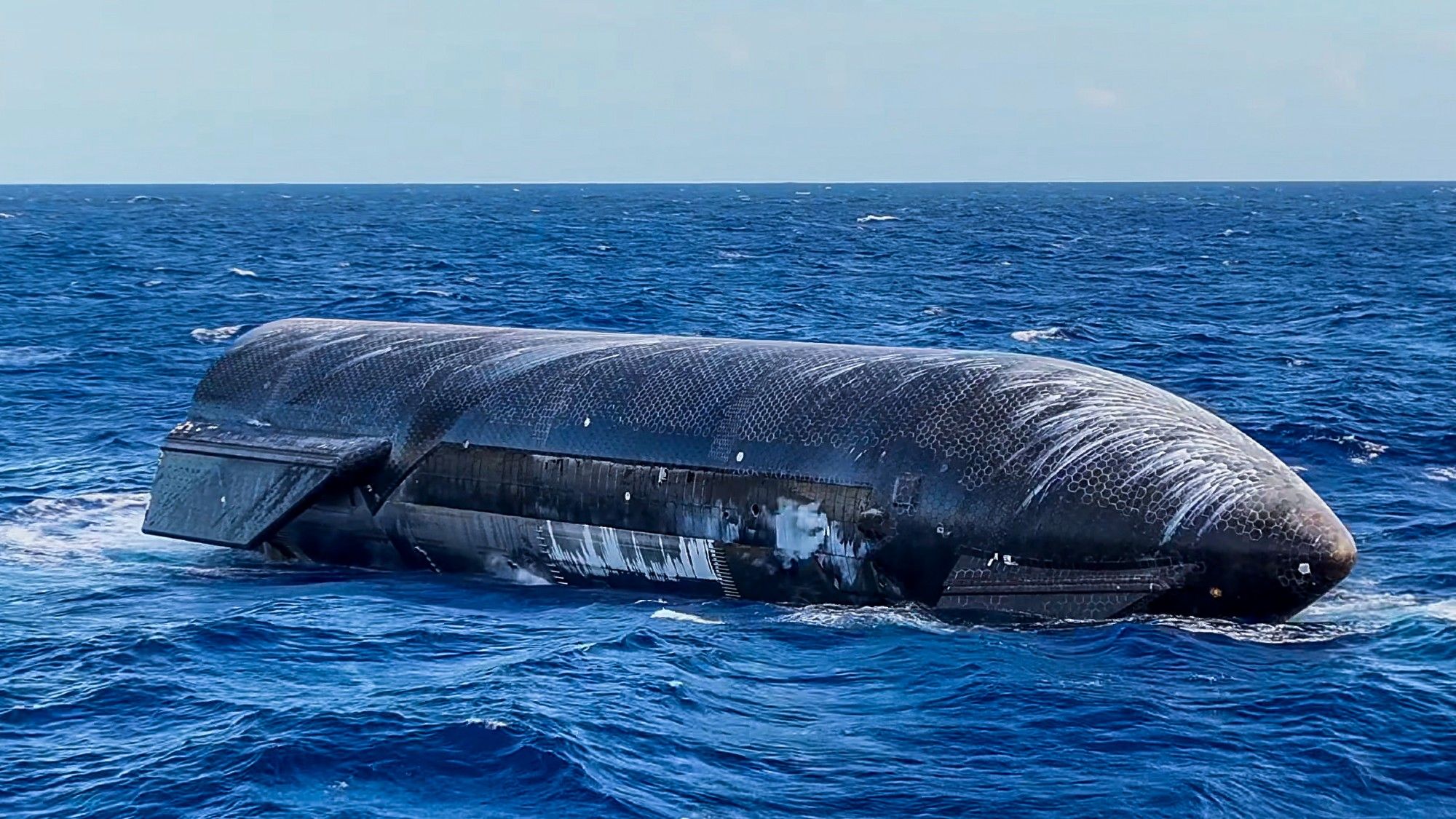 SpaceX Starship floating in the Indian Ocean after Flight 13