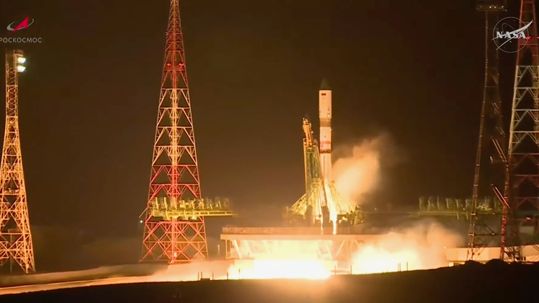 Progress 95 cargo spacecraft launch on a Soyuz rocket bound for the ISS