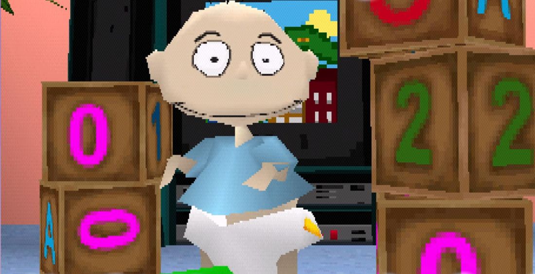 Screenshot of Rugrats Retro Rewind showing colorful low-poly 3D character design