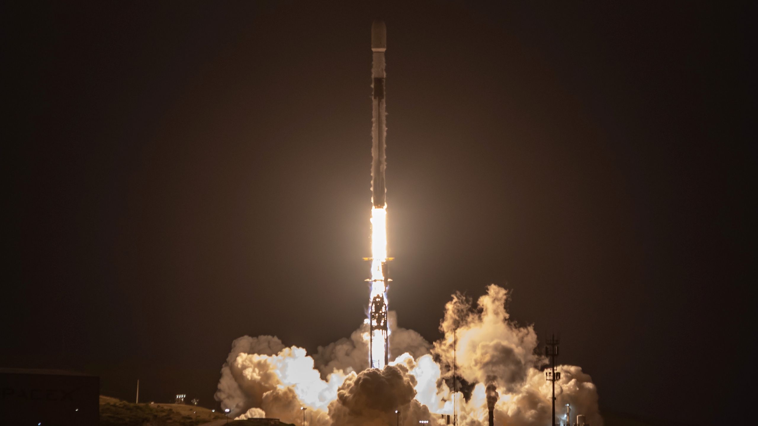 SpaceX Falcon 9 rocket launching from Vandenberg Space Force Base