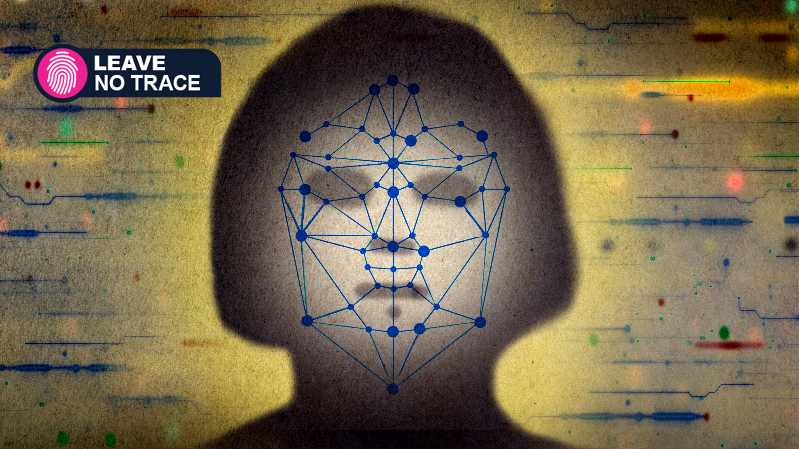 Illustration of facial-recognition surveillance and protest anonymity