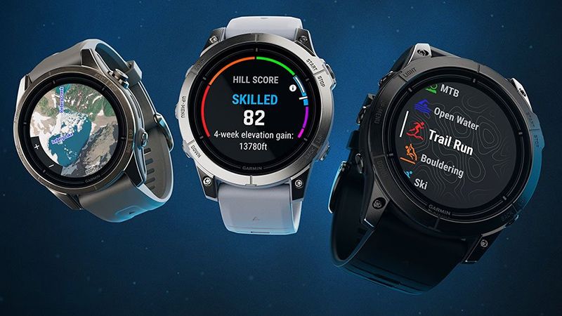 Discounted Garmin smartwatch showing fitness tracking display