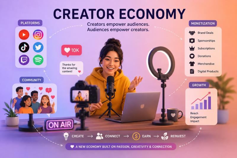 Creator economy market projection chart showing growth trajectory 2025-2033