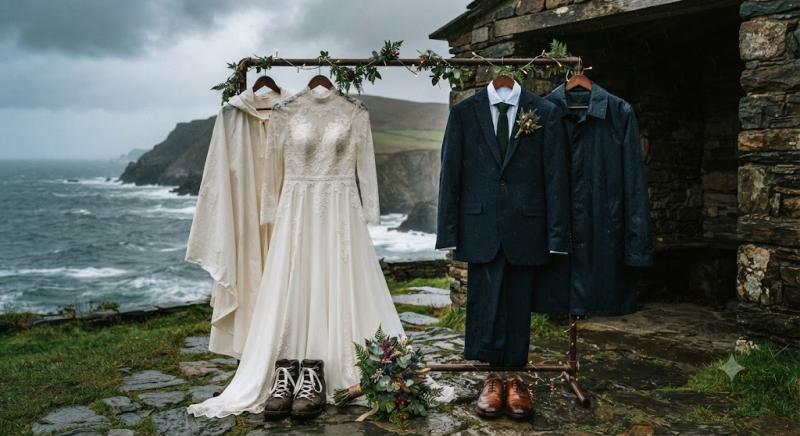 Weatherproof wedding attire designed for outdoor ceremonies and changing weather conditions