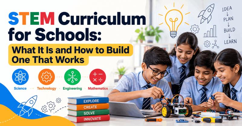 STEM curriculum design framework showing integrated subjects and project-based learning pathways