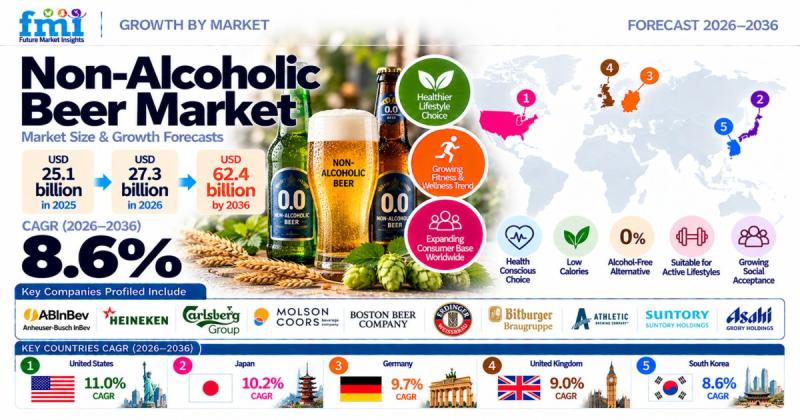 Chart showing the projected growth of the Non-Alcoholic Beer Market