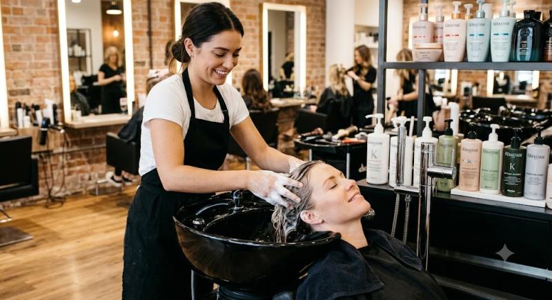 Professional hair care market growth chart and salon treatment imagery