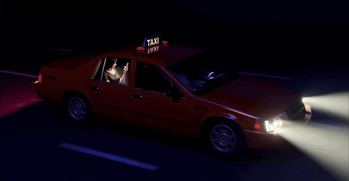 Abstract animated illustration depicting taxi cab evolution and the autonomous vehicle debate