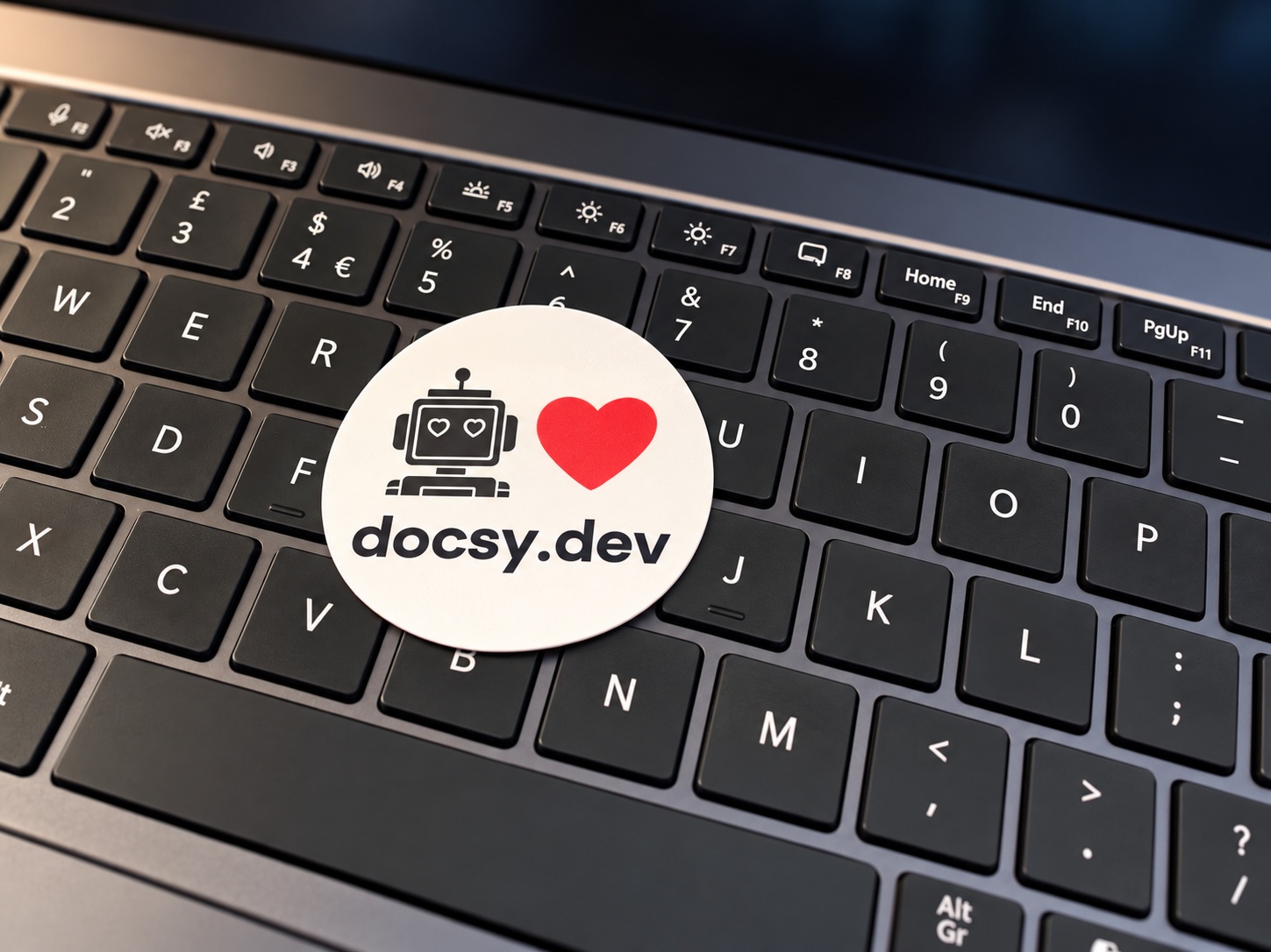 Robot heart sticker on a keyboard, illustrating AI agents interacting with developer tools