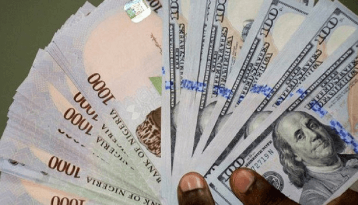 Naira currency trading floor showing exchange rate boards