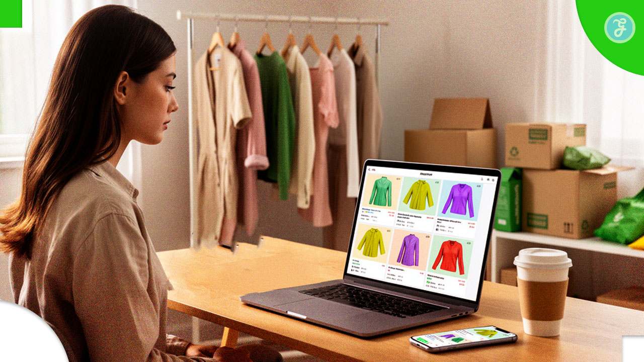 Digital fashion and phygital thrift concept showing AI-driven resale platforms
