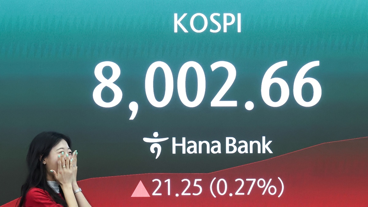 KOSPI hits 8,000 and drops, triggering a sidecar