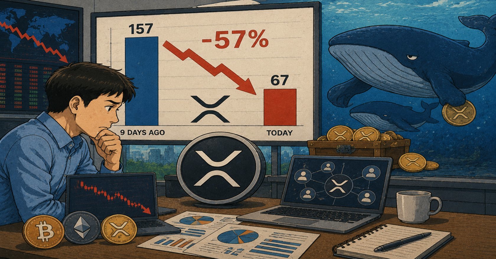 Image related to the sharp drop in XRP whale transactions