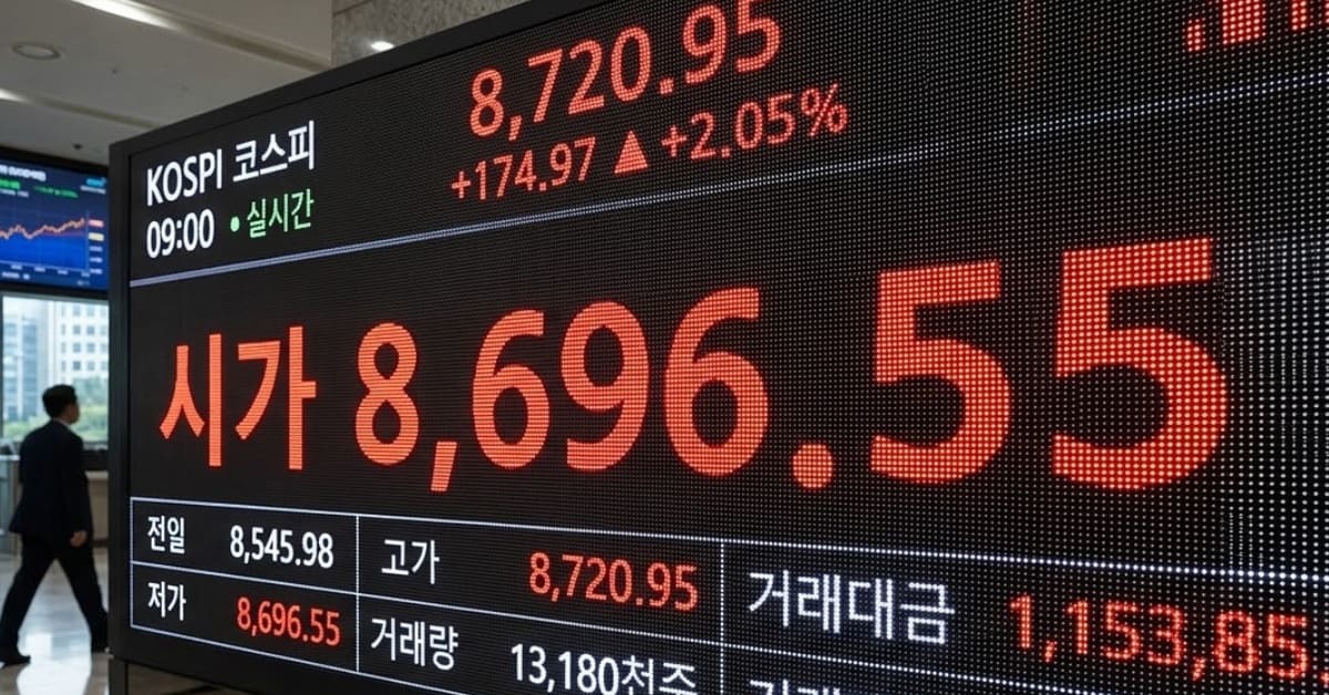 Scene of the KOSPI index surging at market open