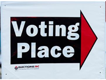 Voting place sign for the BC election
