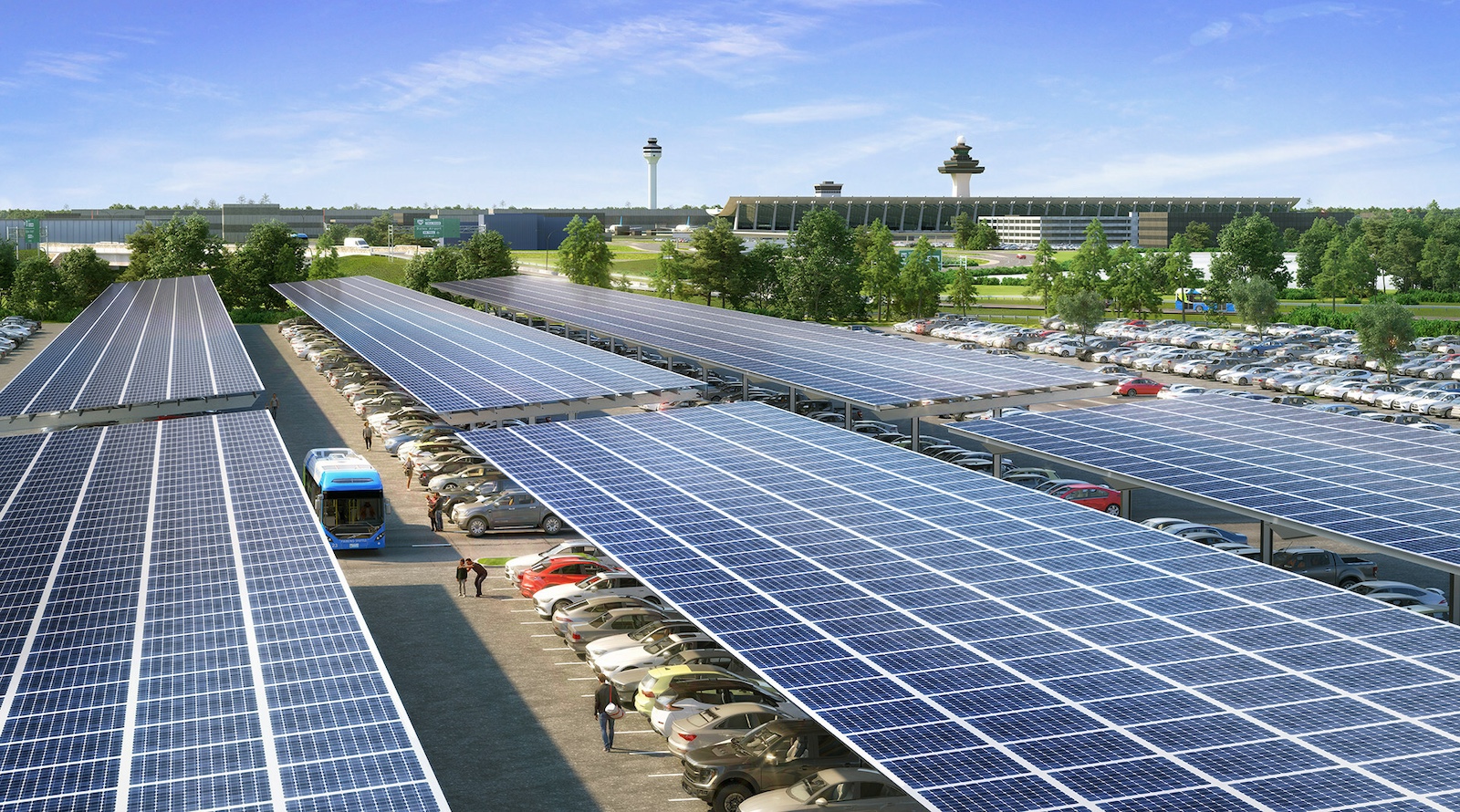 A solar carport at Dominion Energy in Dulles, Virginia
