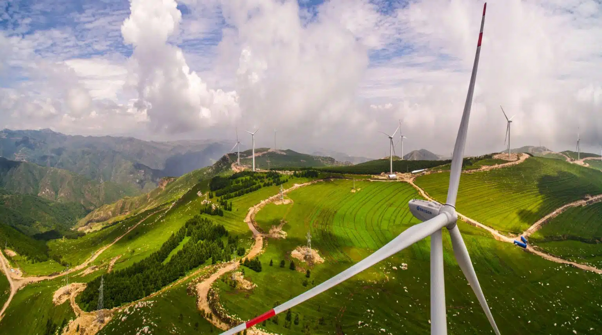 Wind farm in Guangling County, Shanxi, China