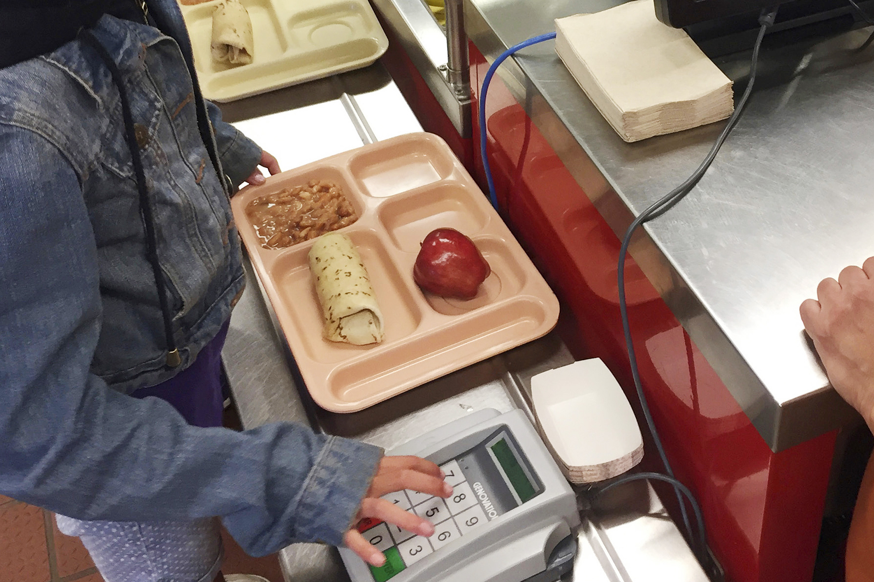 Students eating school lunch