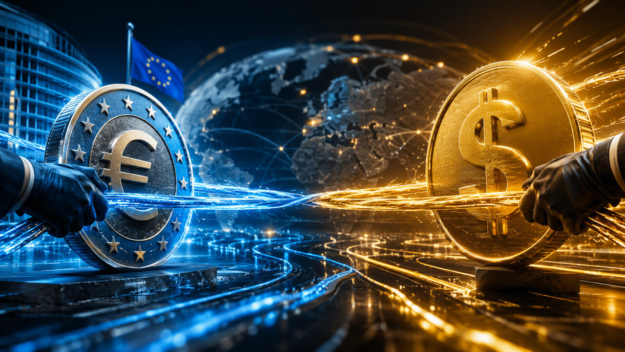 Euro vs dollar stablecoin competition visualization