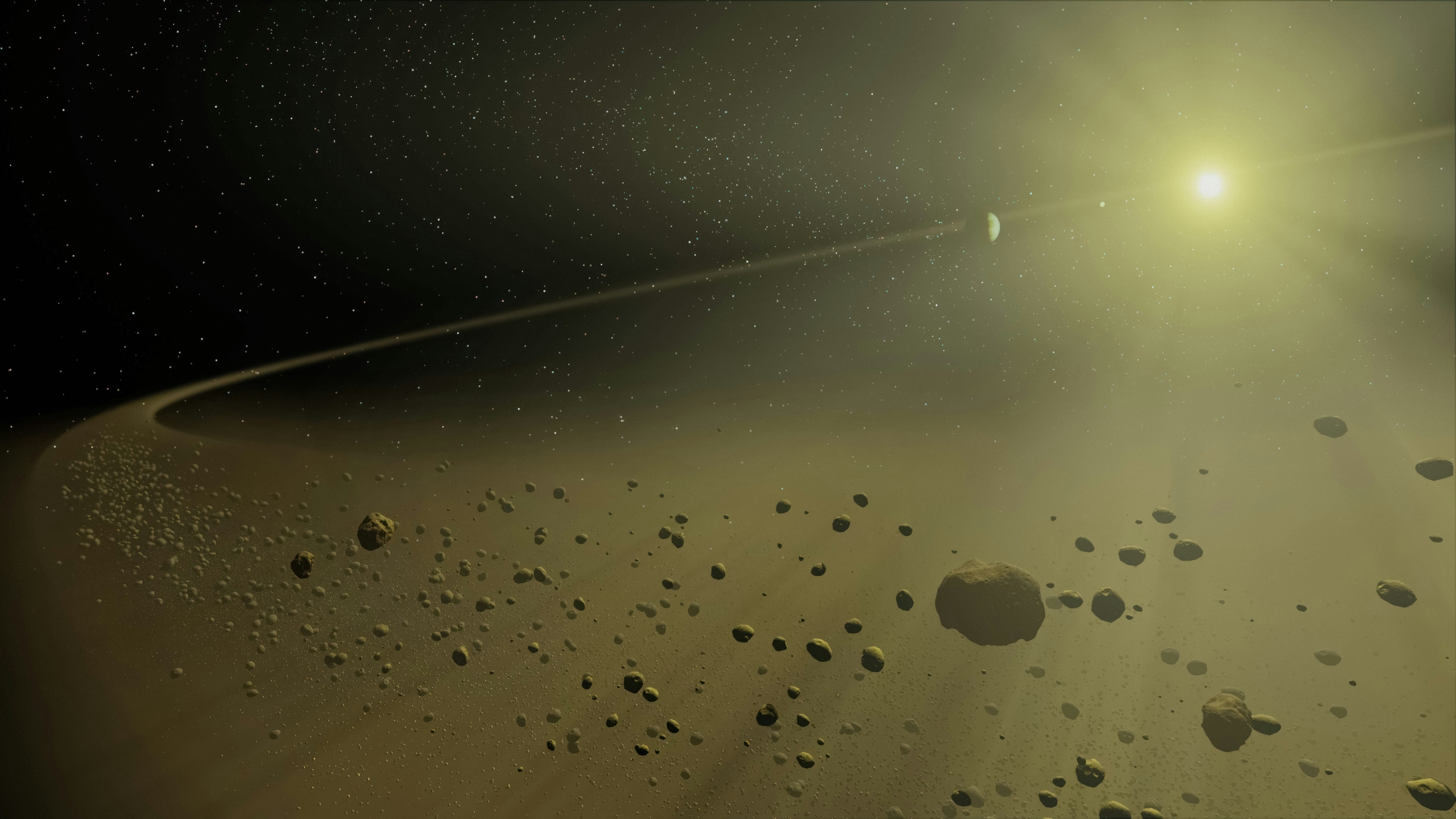 Visualization of asteroids or debris in the solar system