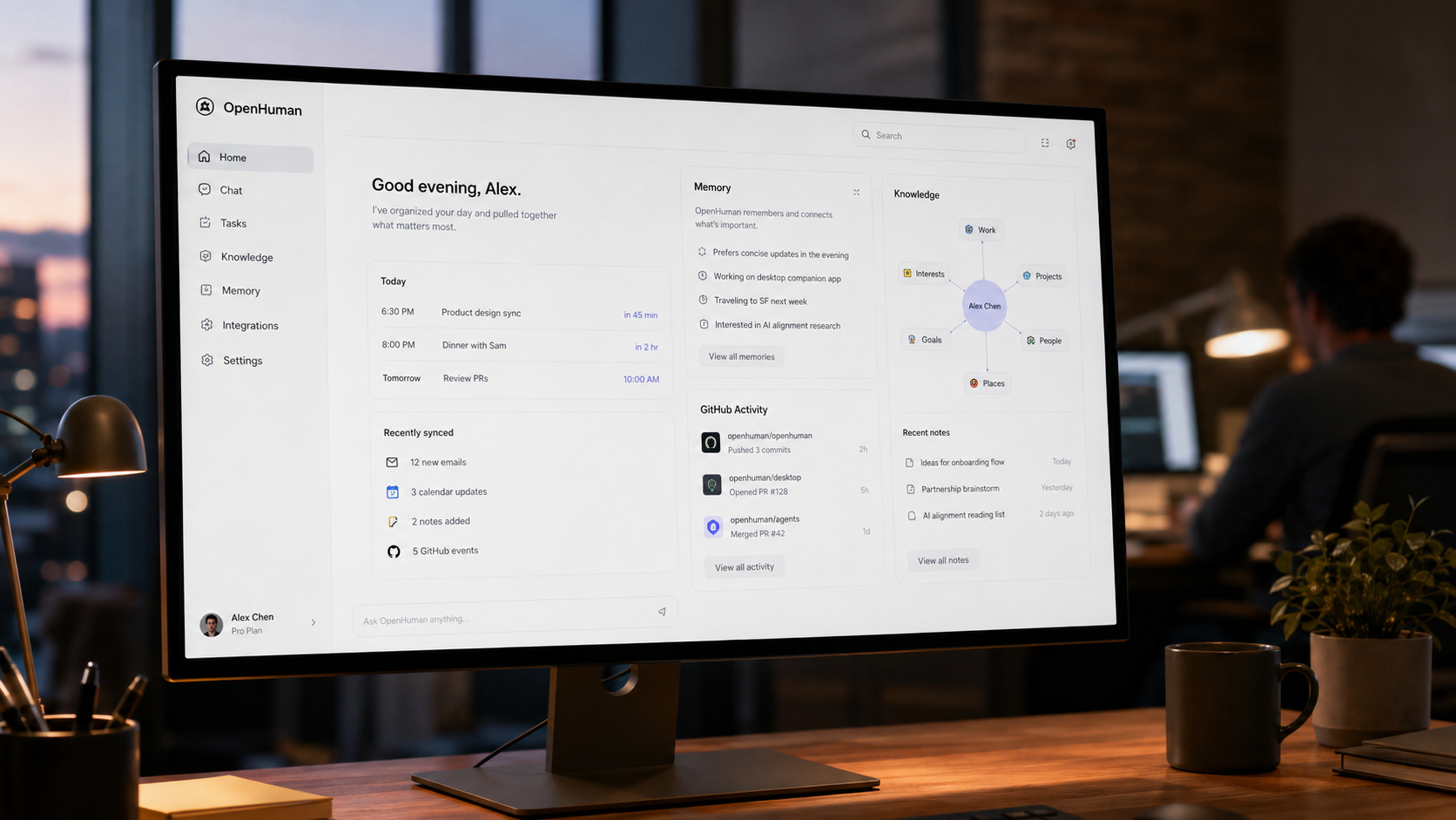 OpenHuman AI agent desktop interface