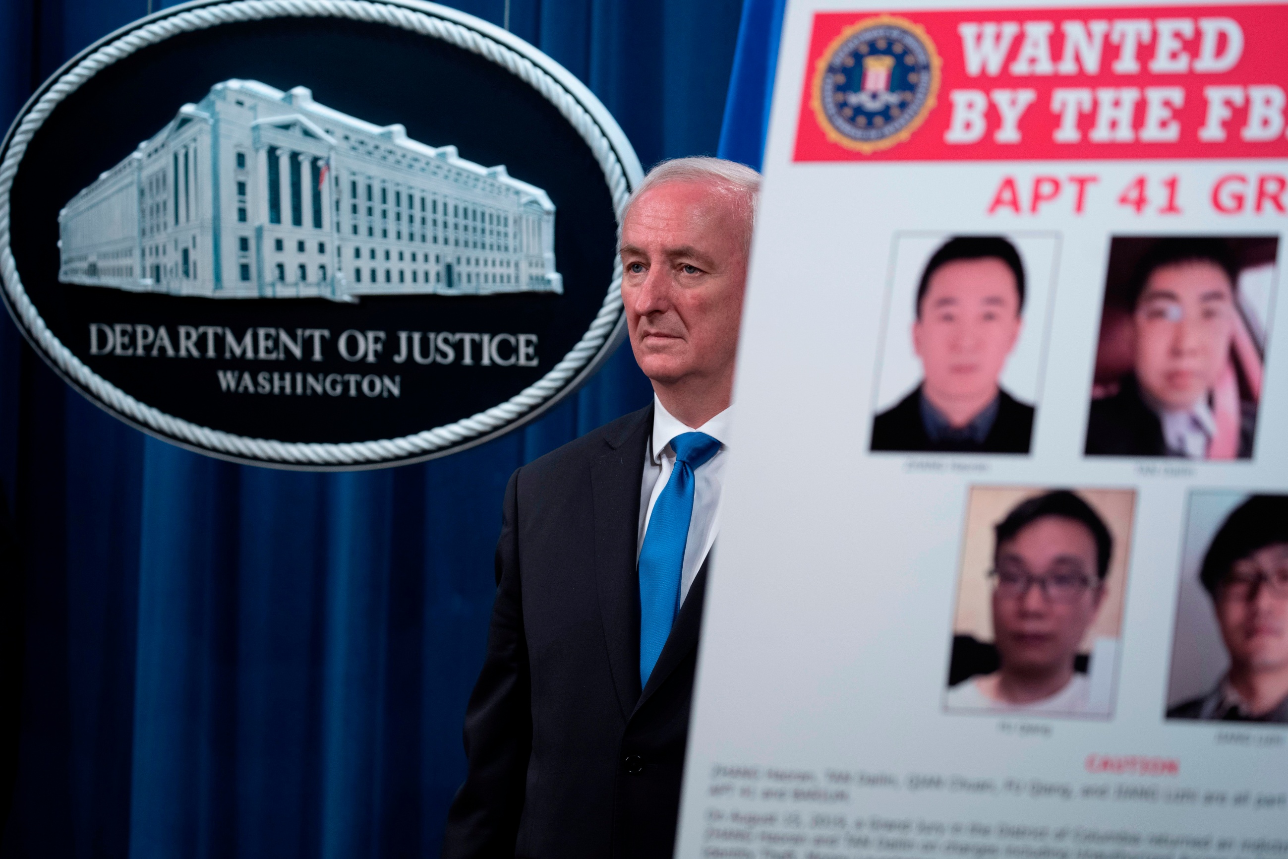 Deputy Attorney General Jeffery Rosen listens during an FBI briefing