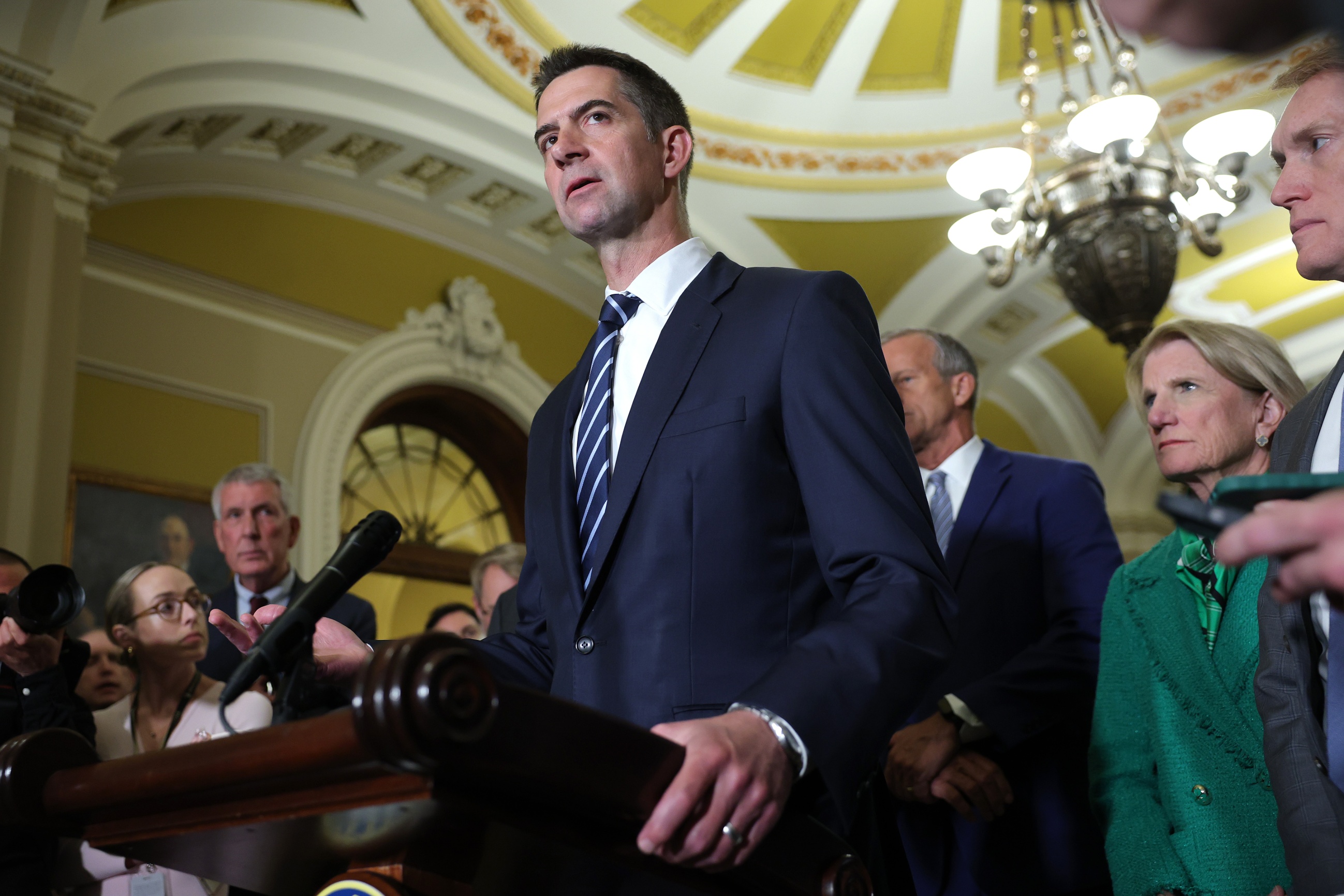 Senator Tom Cotton speaking to reporters