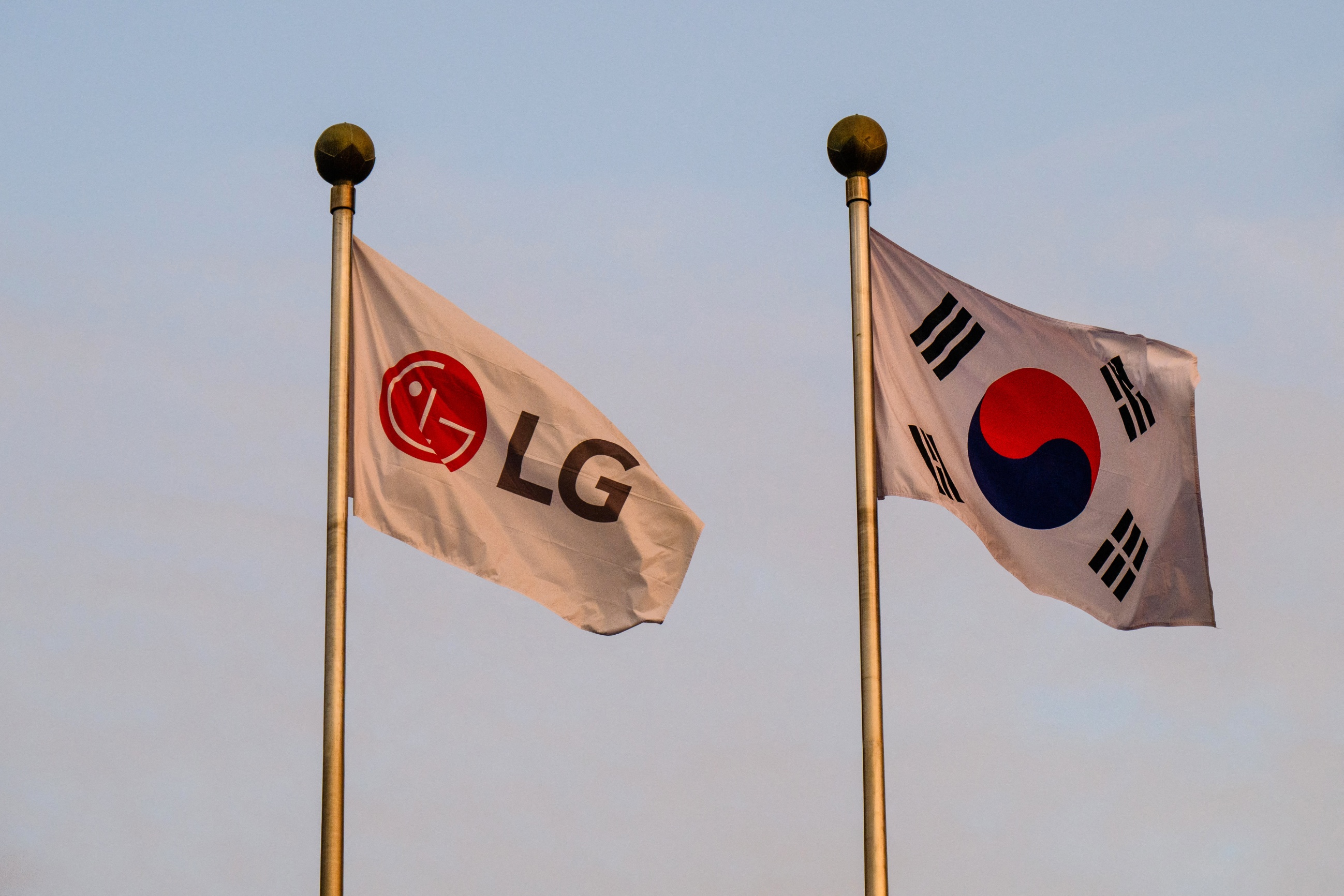 Company flag LG and National Flag of South Korea