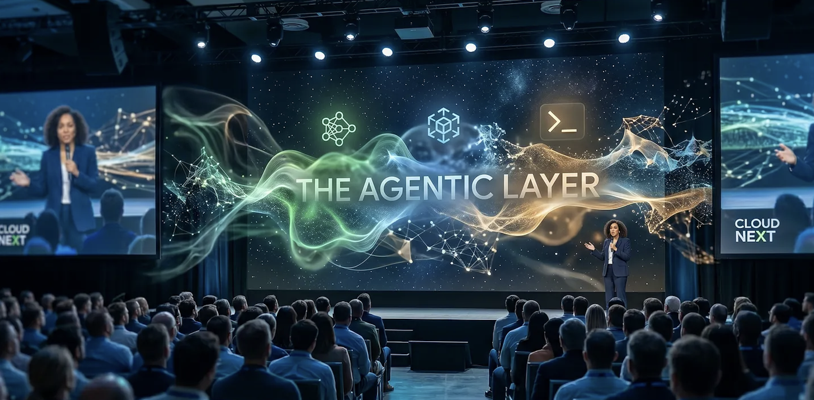 Diagram showing Google Cloud's agentic layer positioning for enterprise control plane at Next 2026