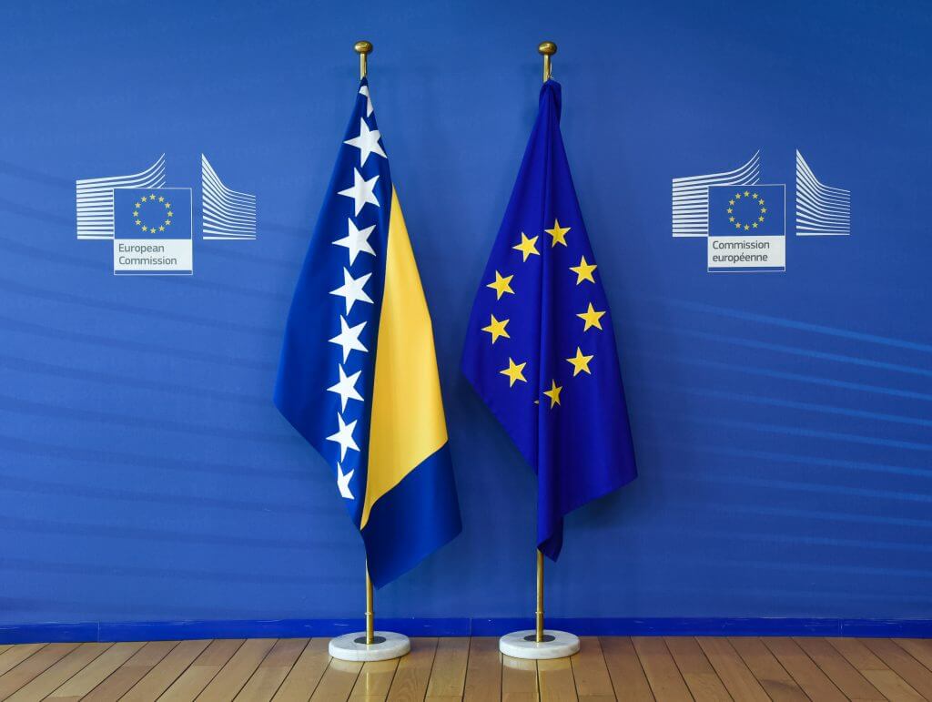 European Commission building or EU flag