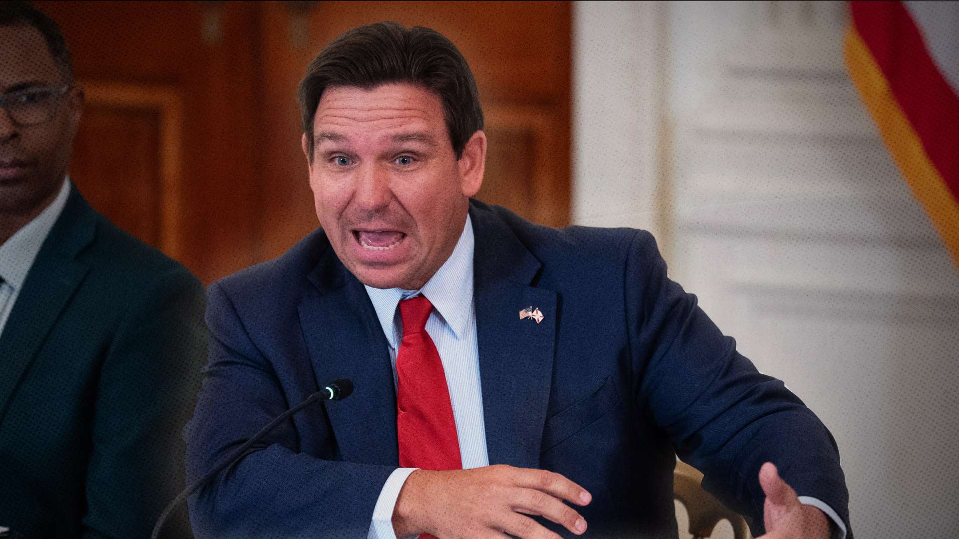 Florida Governor Ron DeSantis speaking at a press event
