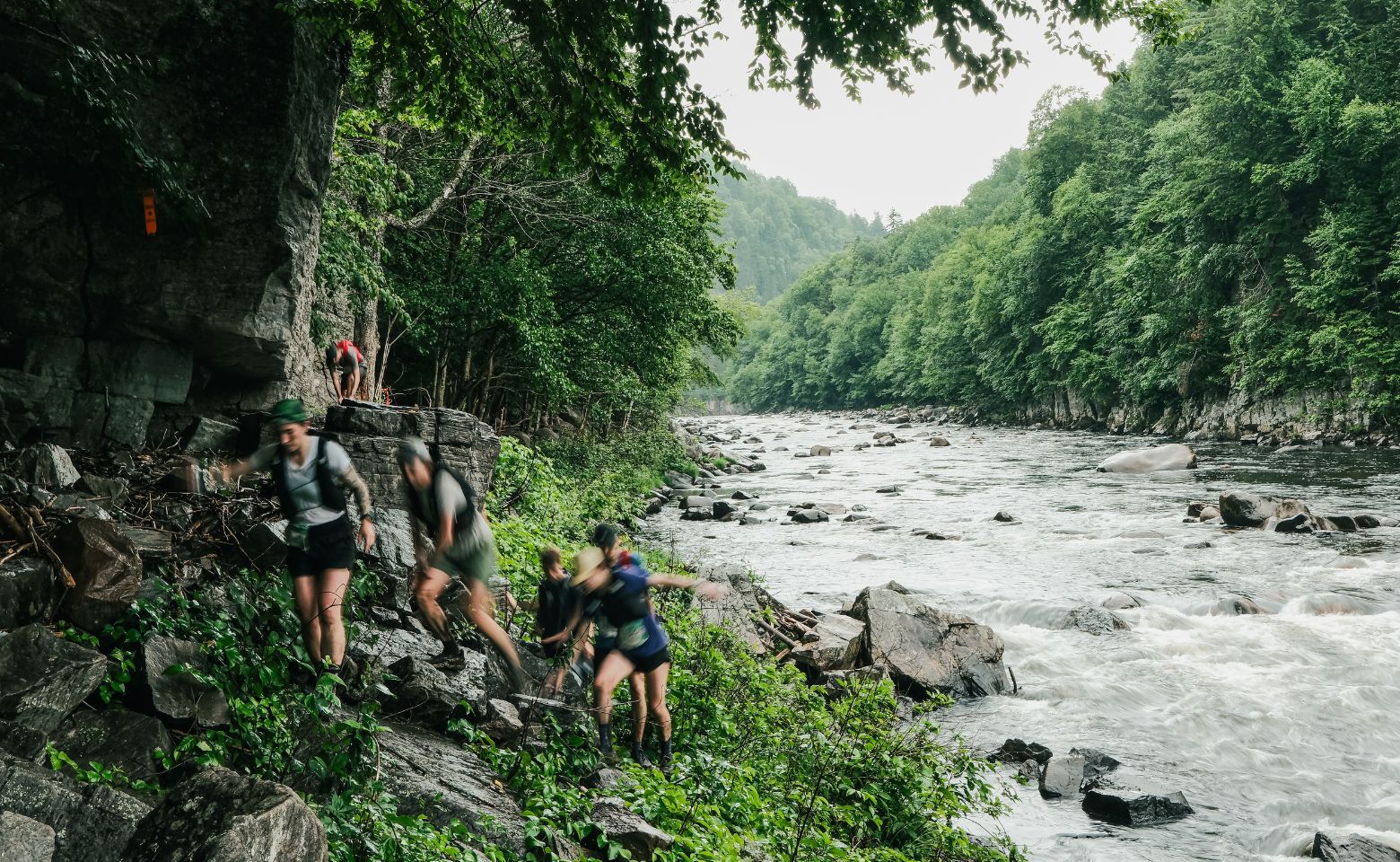 Trail running action
