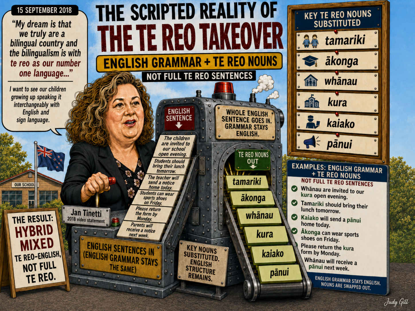 Daily Telegraph NZ article header regarding English official language