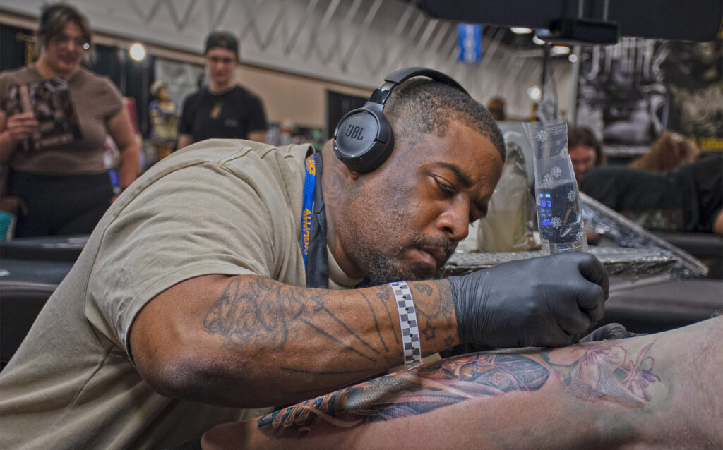 Artists and clients at the Fredericksburg Tattoo Invitational