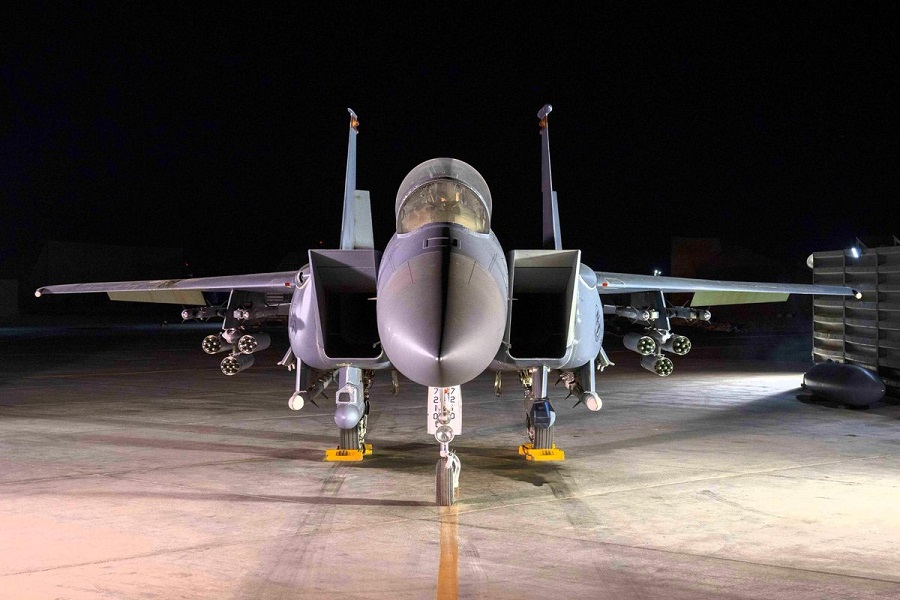 F-15EX fighter carrying APKWS rockets