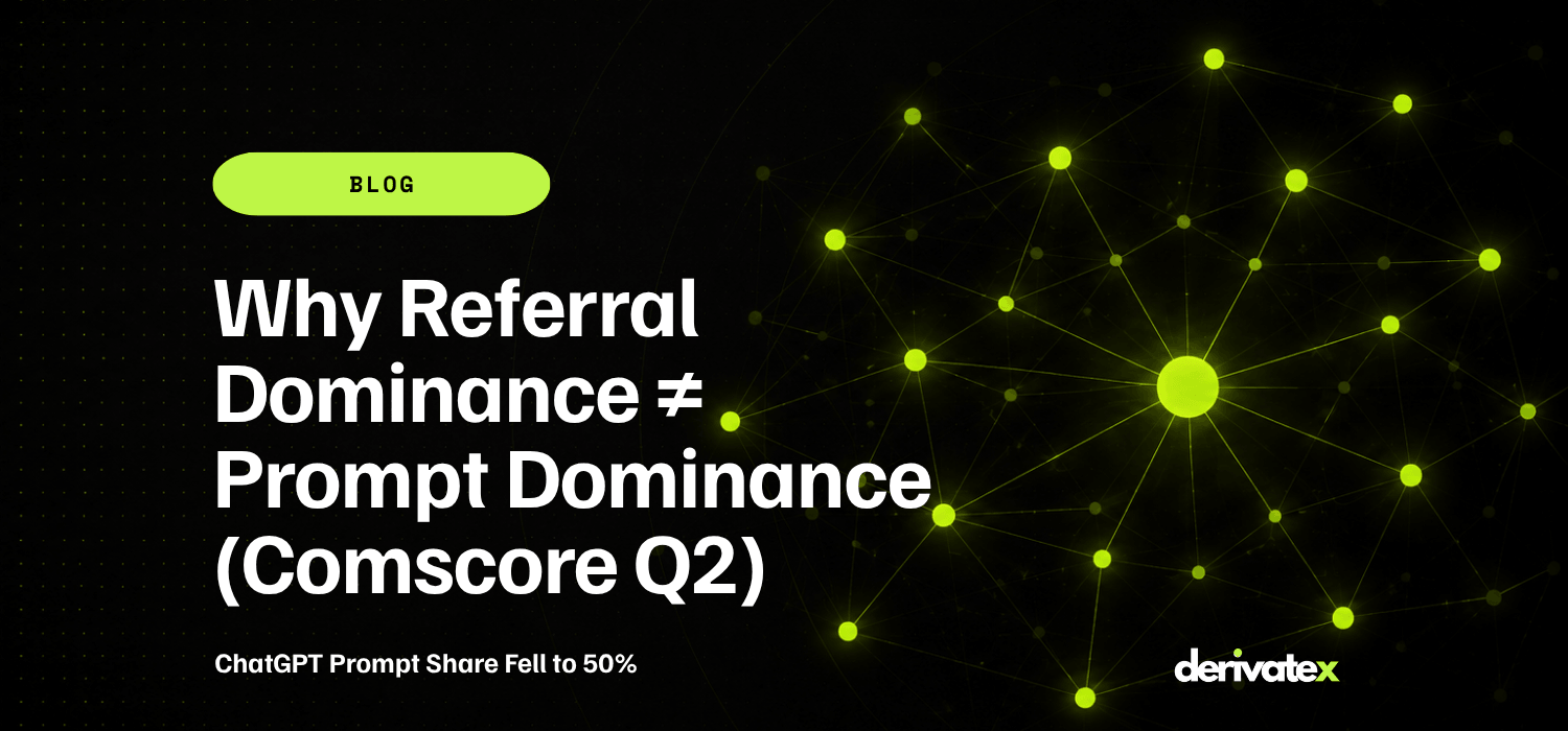 Comscore Q2 2026 AI prompt share: ChatGPT 50%, Gemini 30%, Claude 11%
