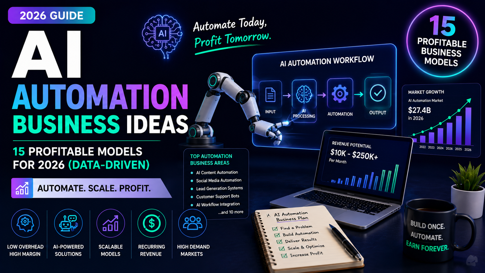 AI automated business ideas infographic