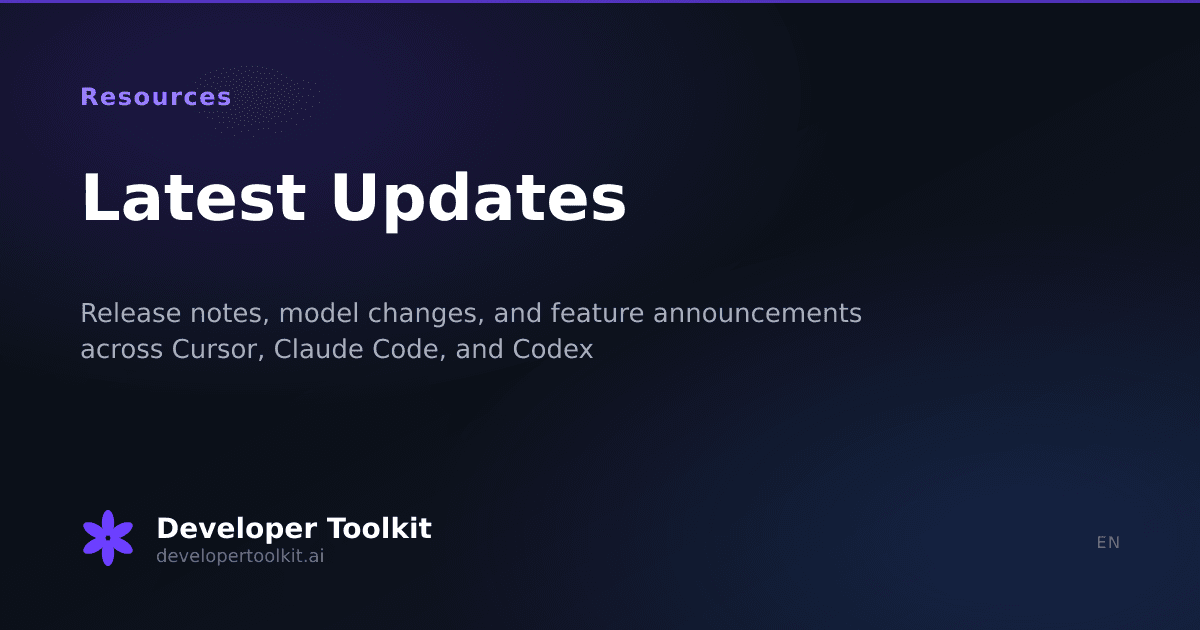 Developer Toolkit updates dashboard