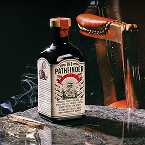 Zero-proof spirits on a bar counter